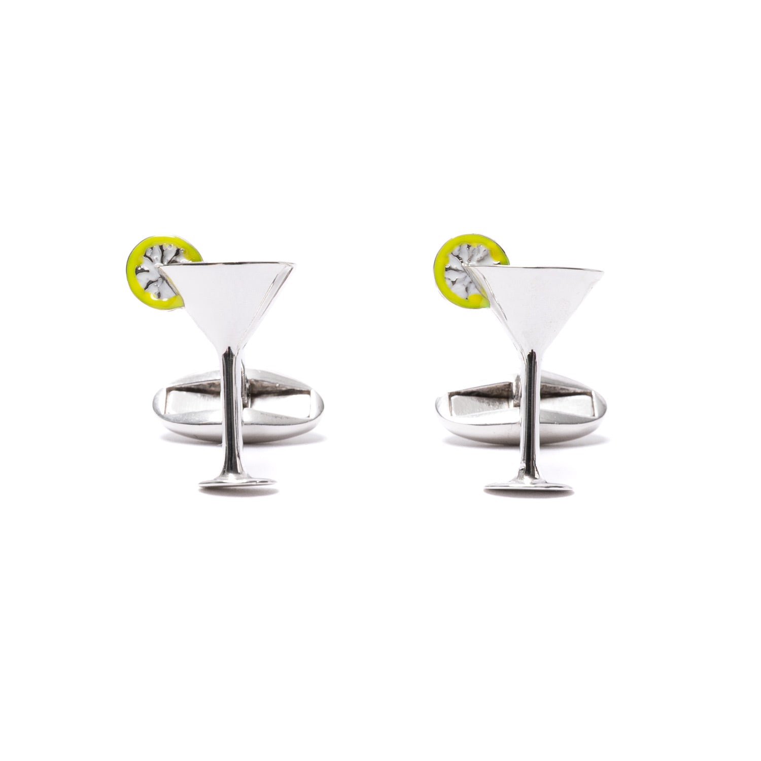 Manschettenknopf "Martini Cocktail" aus Sterling Silber - reine Handarbeit